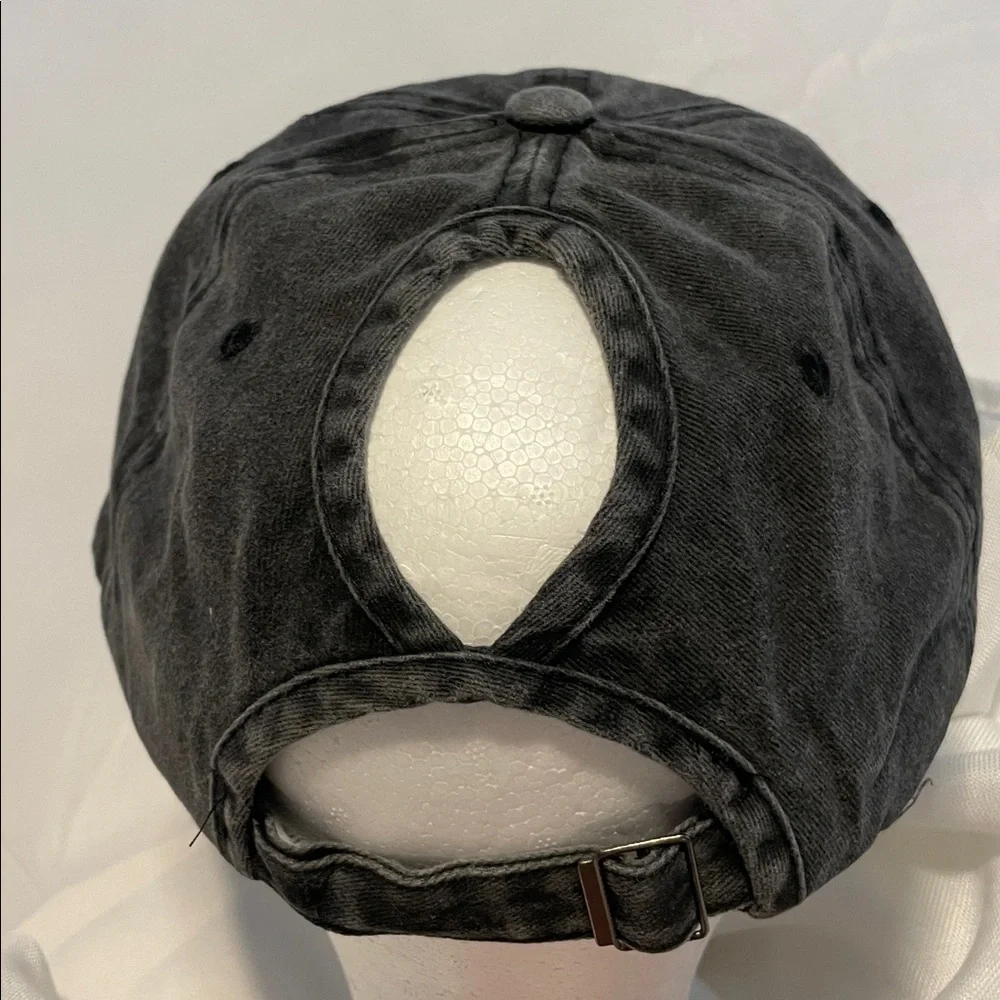 Black 'Camping Hair Don't Care' Cap